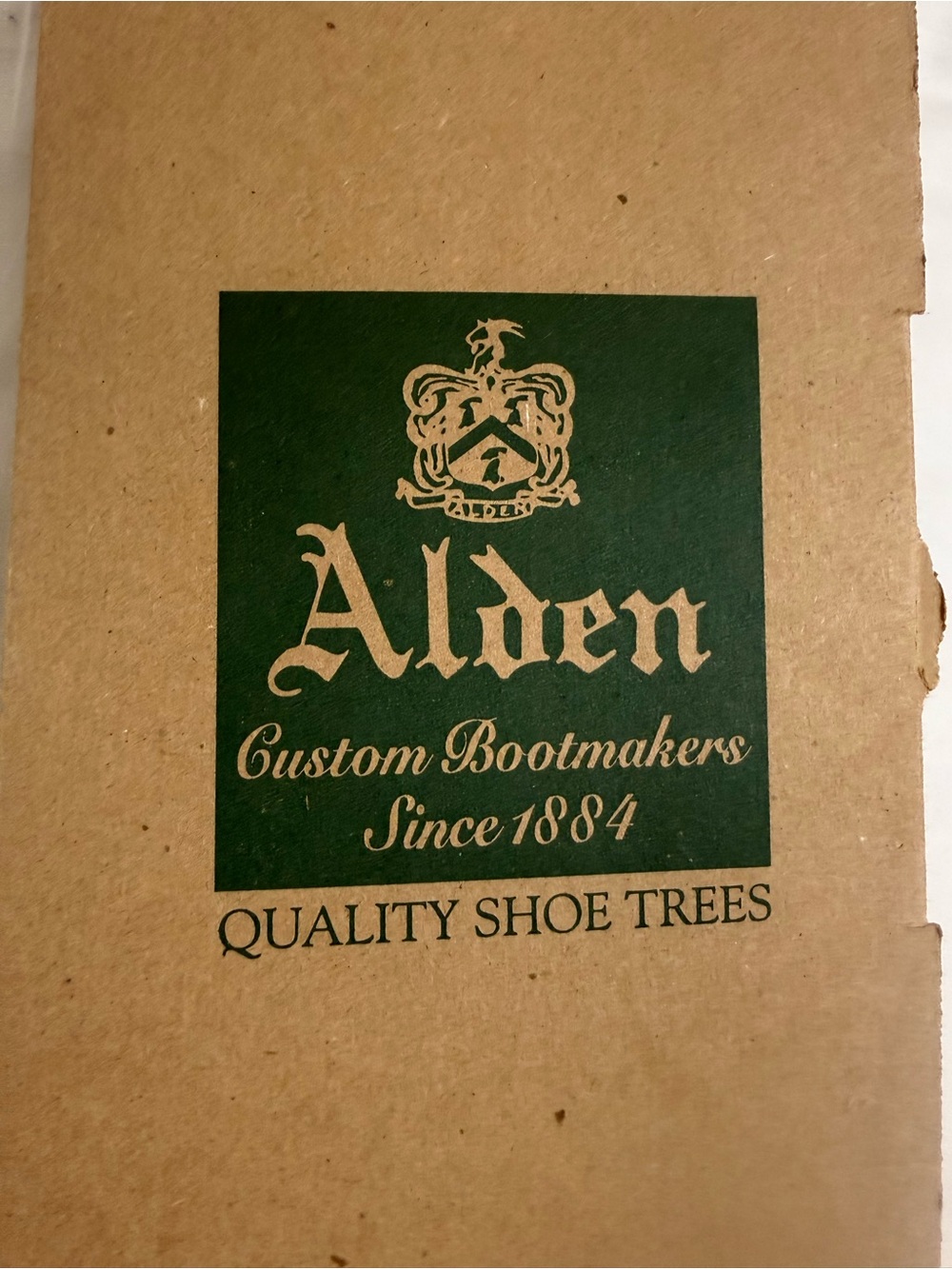 Alden Green and Tan Branded Shoe Tree Box